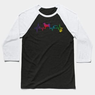 Shiba inu  Colorful Heartbeat, Heart & Dog Paw Baseball T-Shirt